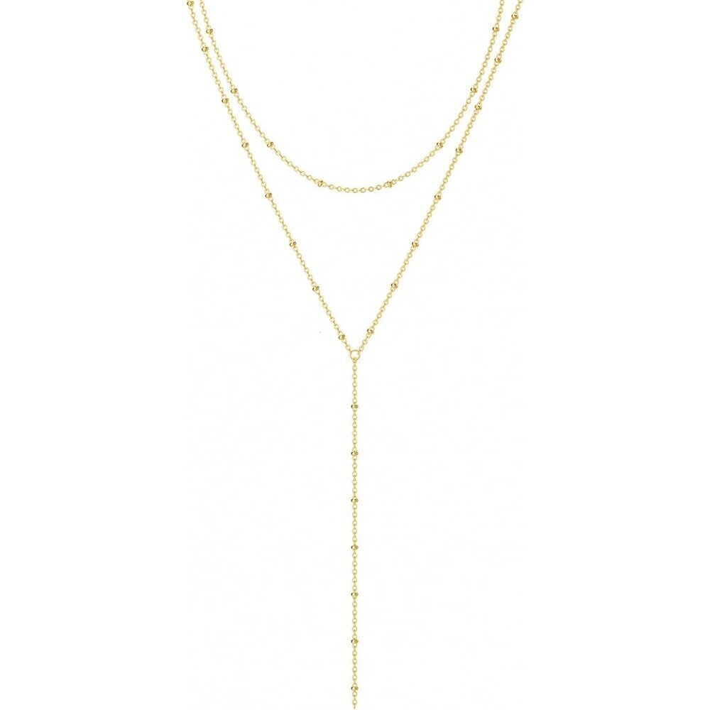 Women's Y Small Layered Satellite-GD 14K Gold Plated Layered CZ Chain Jewlery